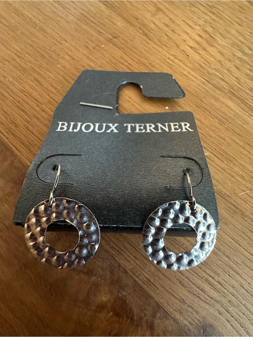 Bijoux Terner Textured Silver Round Drop Earrings